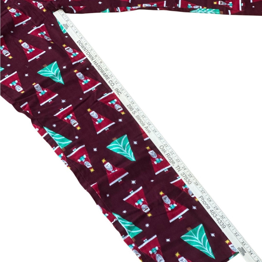 Old Navy Pajama Pants Santa and Trees Print Burgundy Flannel Size M Tall NWT - Picture 5 of 7